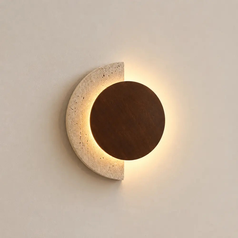 Applique murale travertin & bois LED | Halla