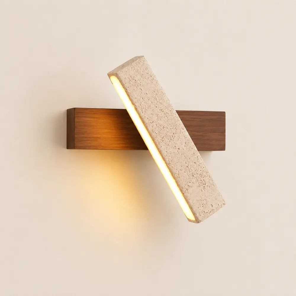Applique murale travertin & bois | Solveig