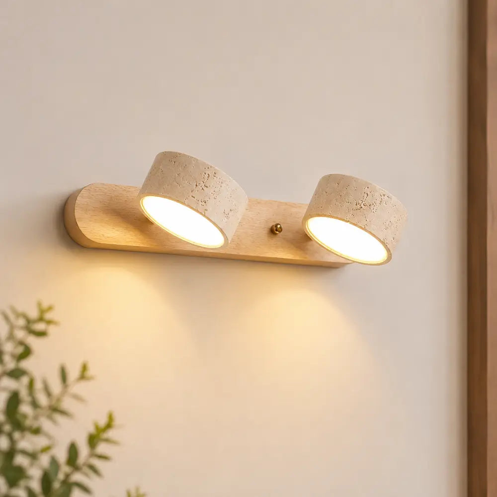 Applique murale travertin & bois | Triva