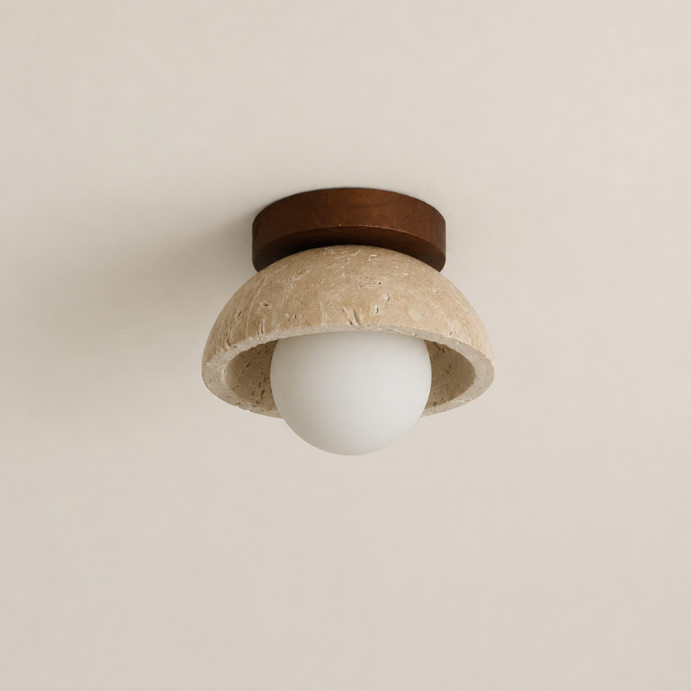 Plafonnier travertin & bois noyer | Vare