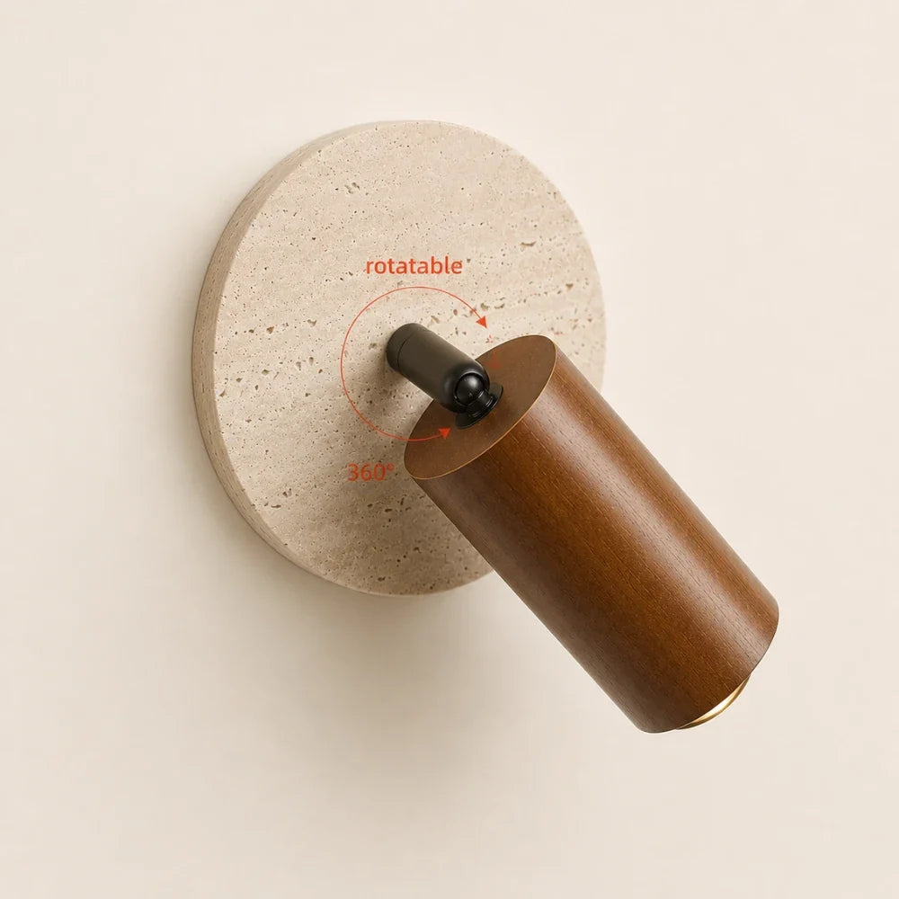 Applique murale travertin & bois | Aksel
