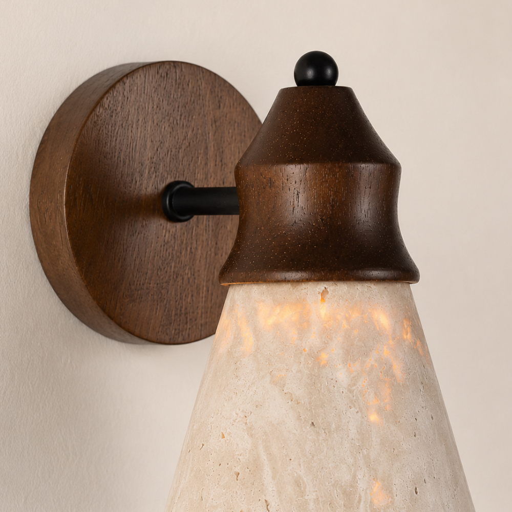 Applique murale travertin & bois | Anja