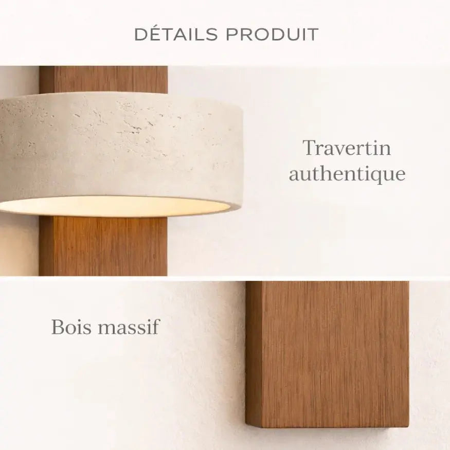 Applique murale bois & travertin | Solberg