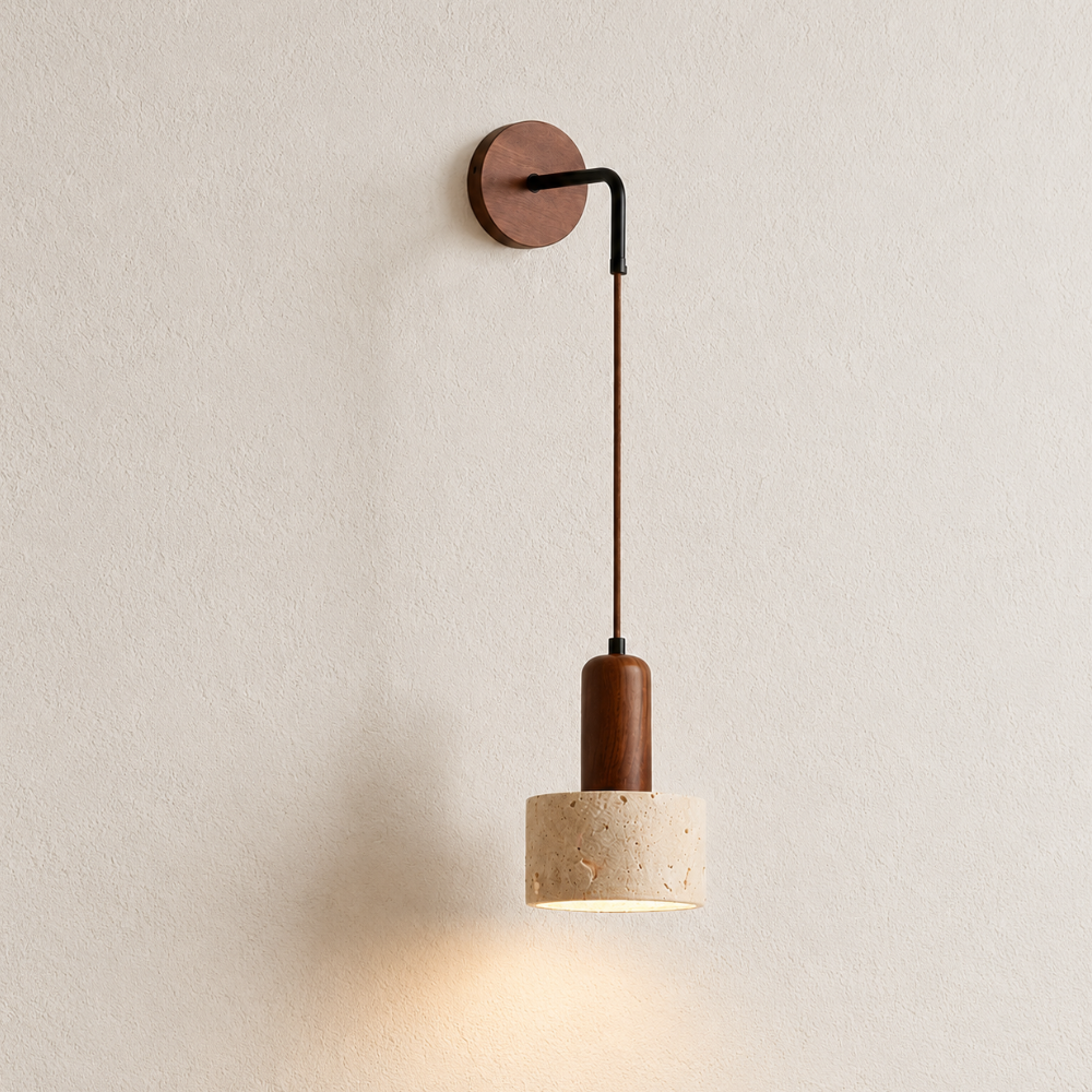 Applique murale travertin & bois | Elvik