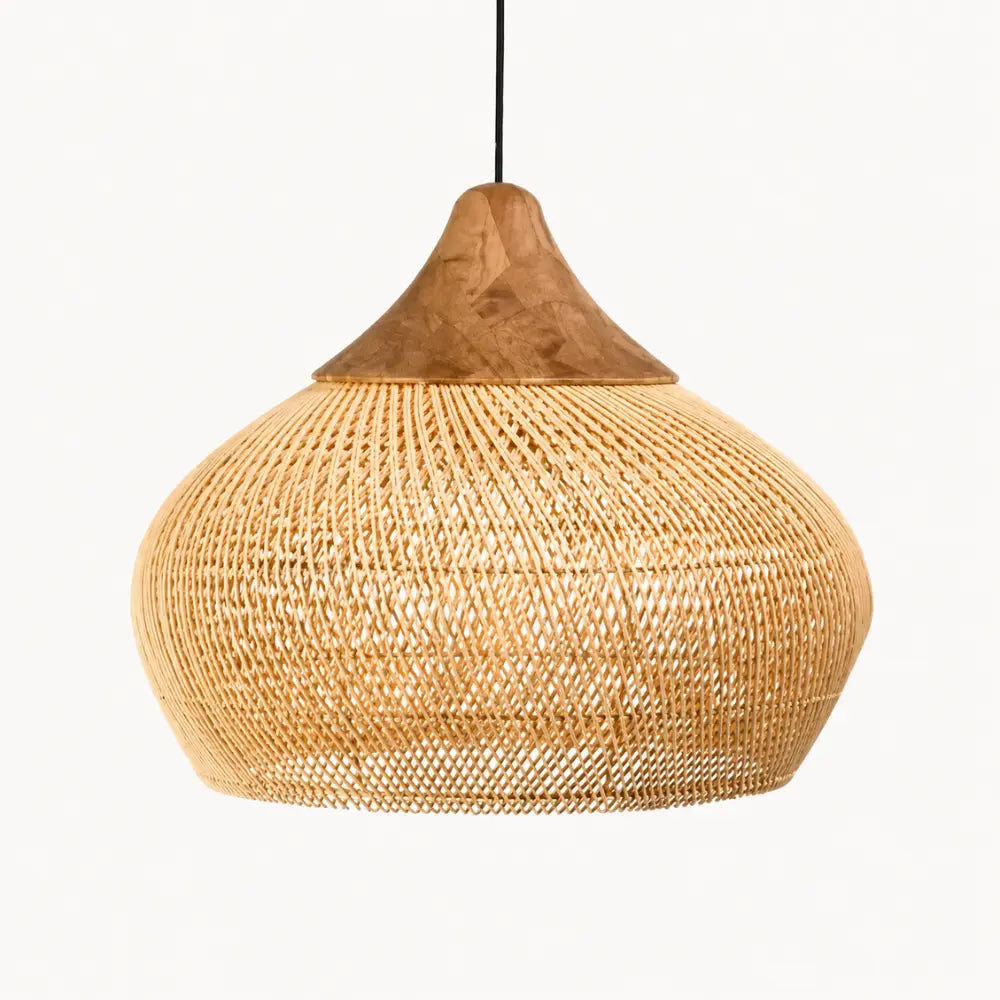 Suspension rotin & bois naturel | Kaia