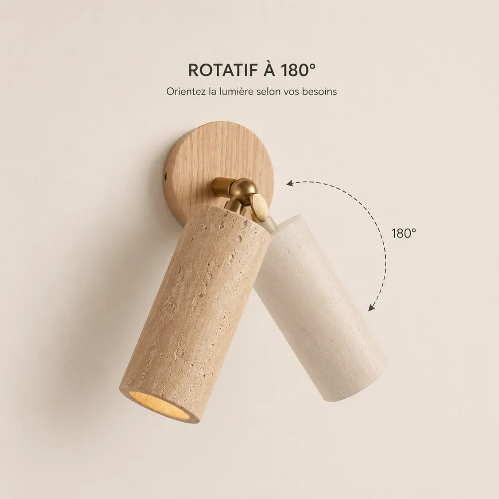 Applique murale design en travertin & bois | Kiva