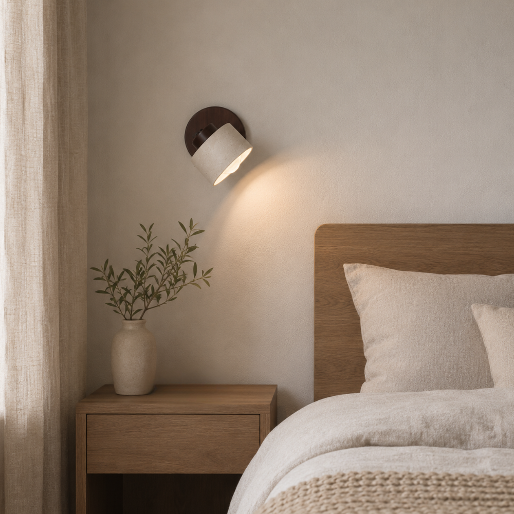 Applique murale travertin & bois | Kiven