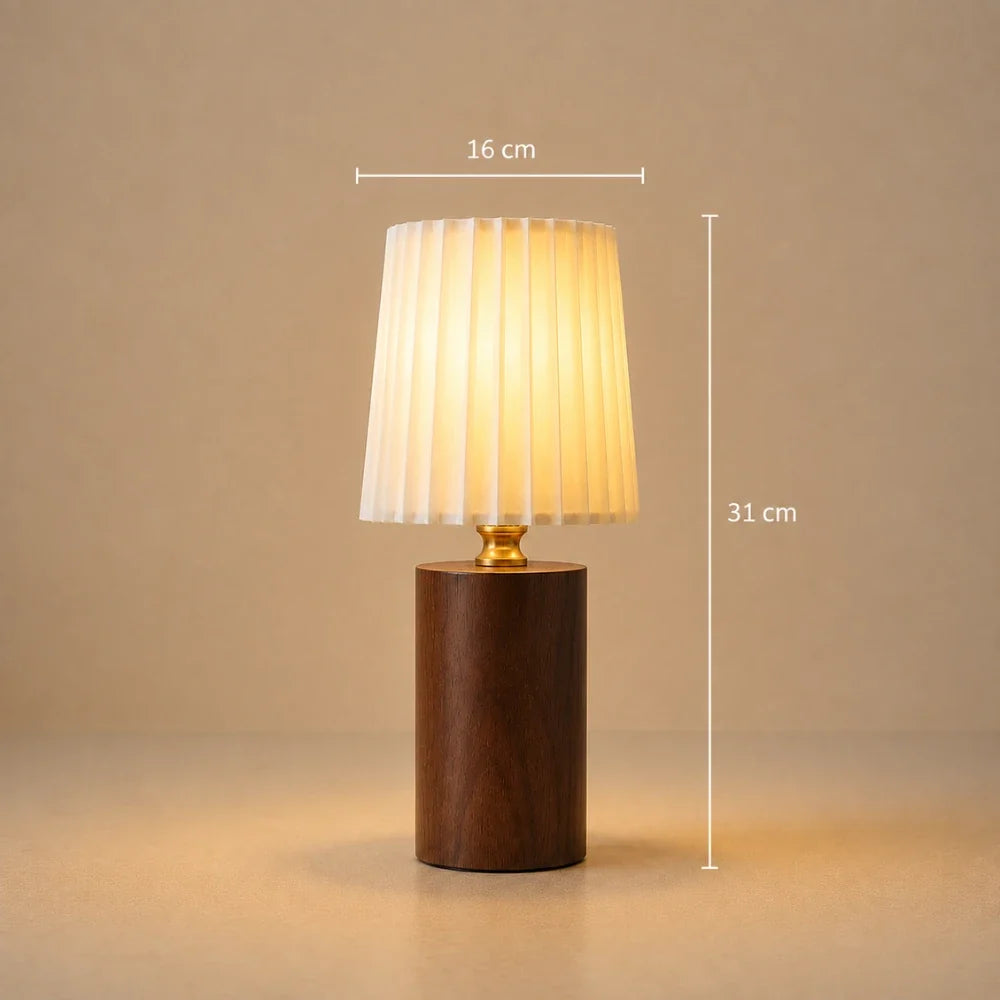 Lampe à poser bois & tissu plissé | Lior