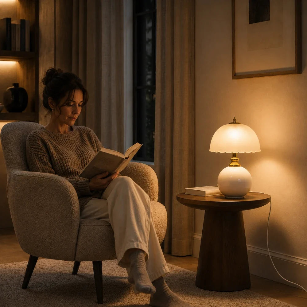 Lampe à poser céramique & verre | Elvane
