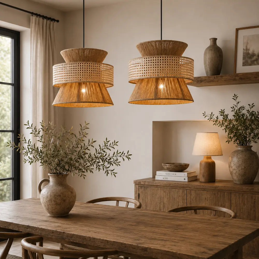 Suspension bambou & rotin | Linnea