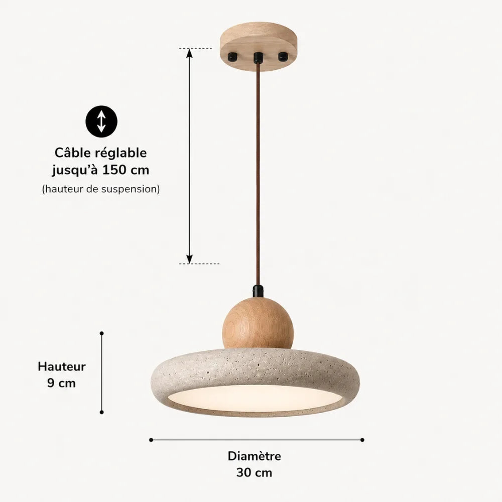 Suspension travertin & bois scandinave | Lyng