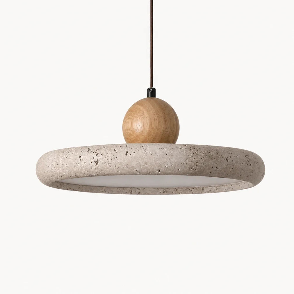 Suspension travertin & bois scandinave | Lyng