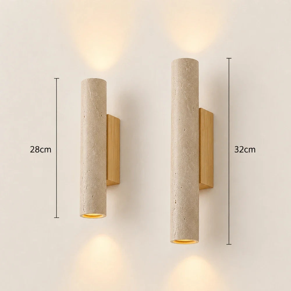 Applique murale travertin & bois | Mysen