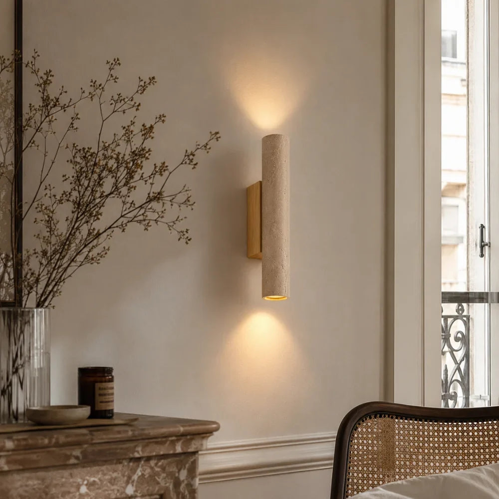Applique murale travertin & bois | Mysen