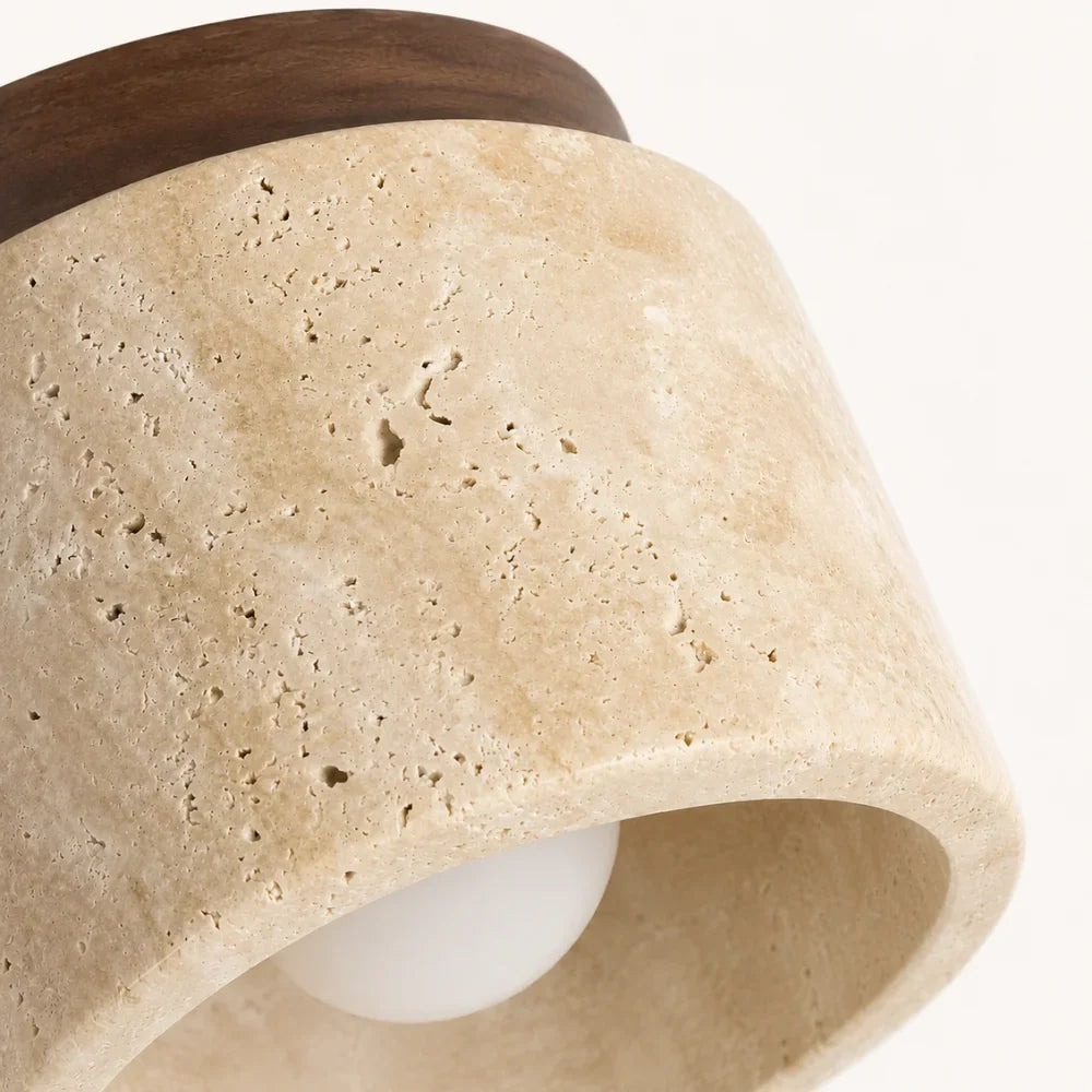 Plafonnier travertin & bois scandinave | Noor