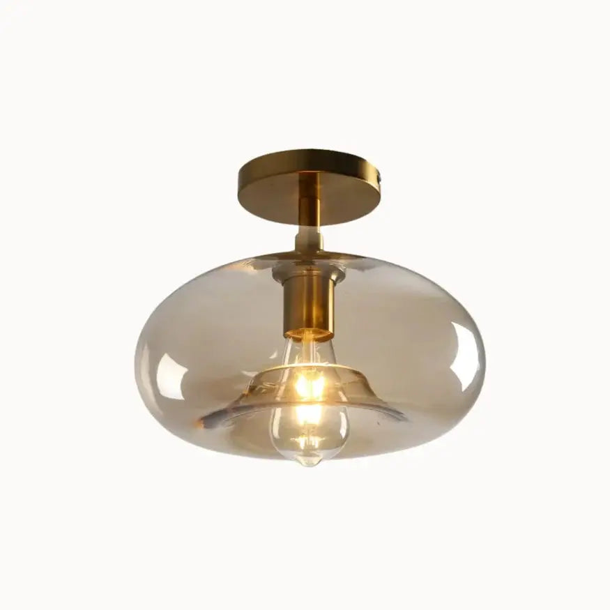 Plafonnier design en verre & métal doré | Luno