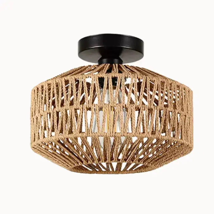 Plafonnier rotin & chanvre naturel | Tova