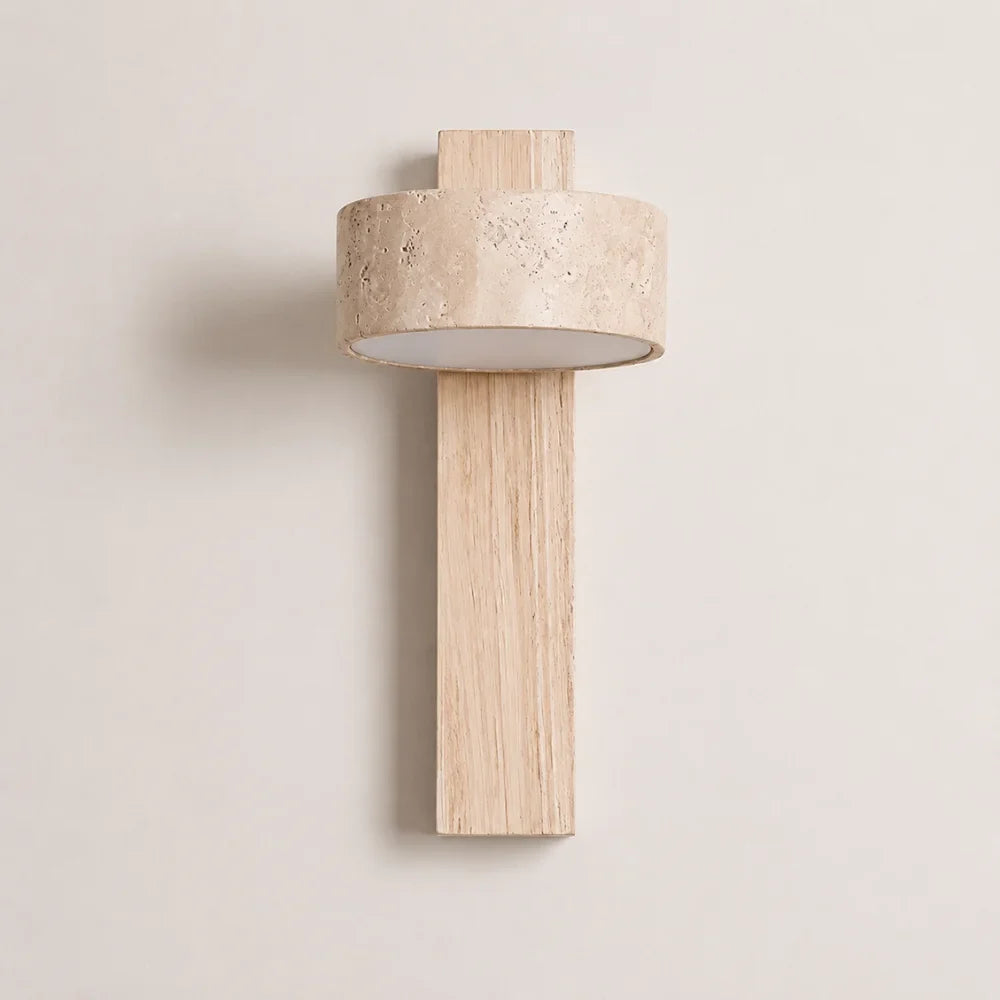 Applique murale bois & travertin | Solberg