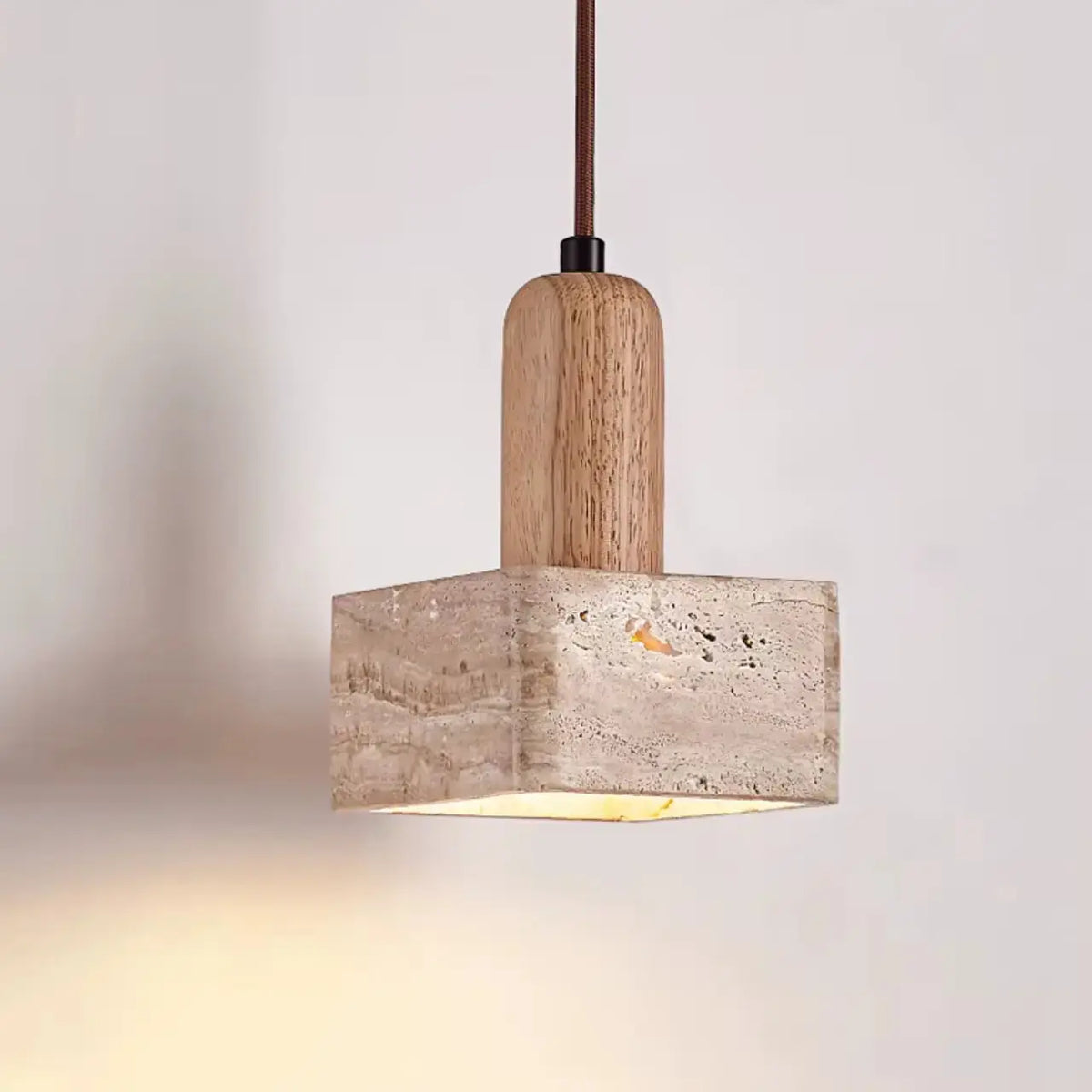 Suspension travertin & bois | Tyra