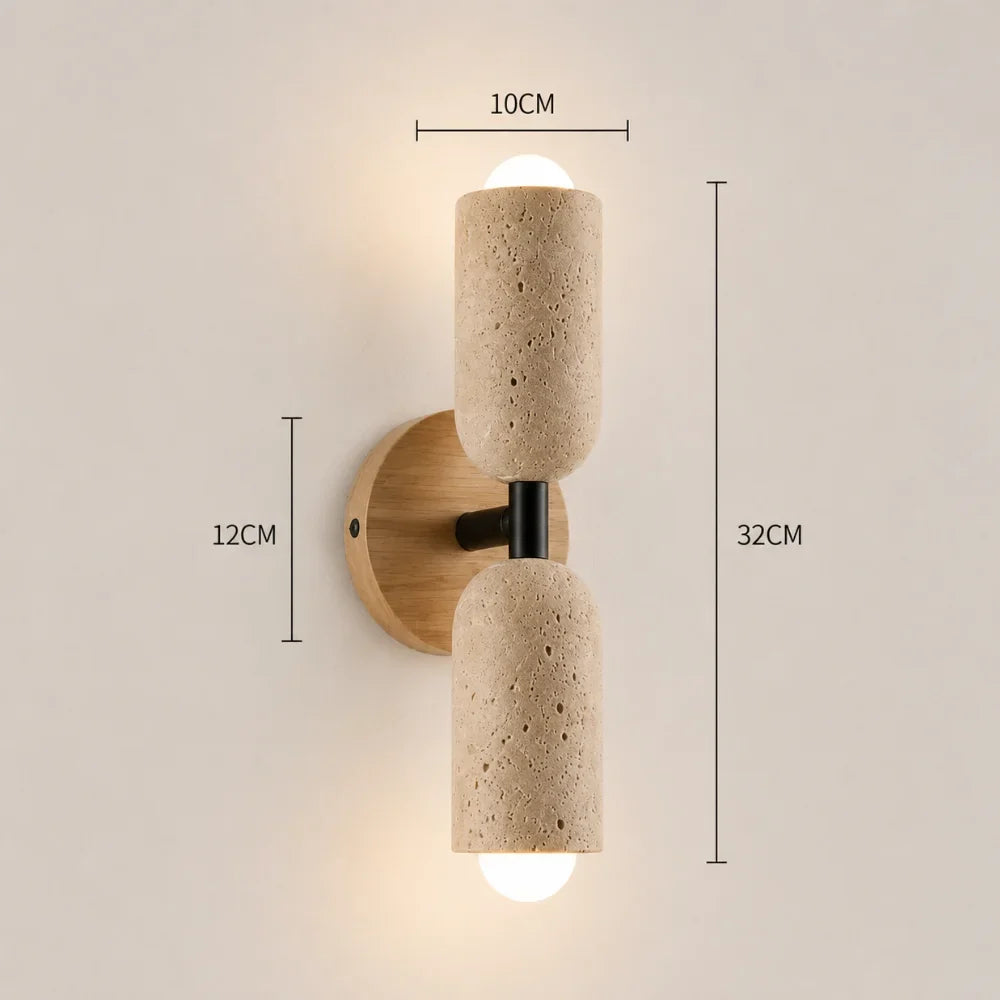 Applique murale travertin & bois | Velin