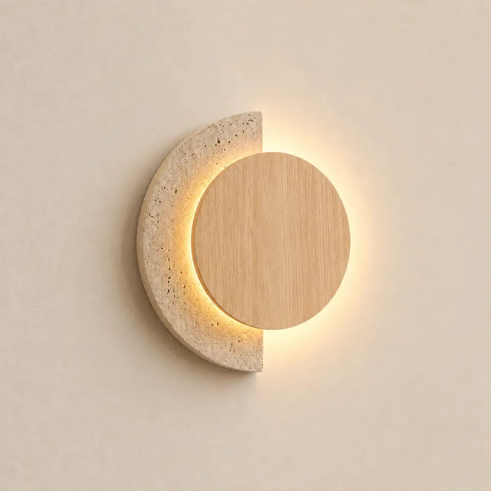 Applique murale travertin & bois LED | Halla
