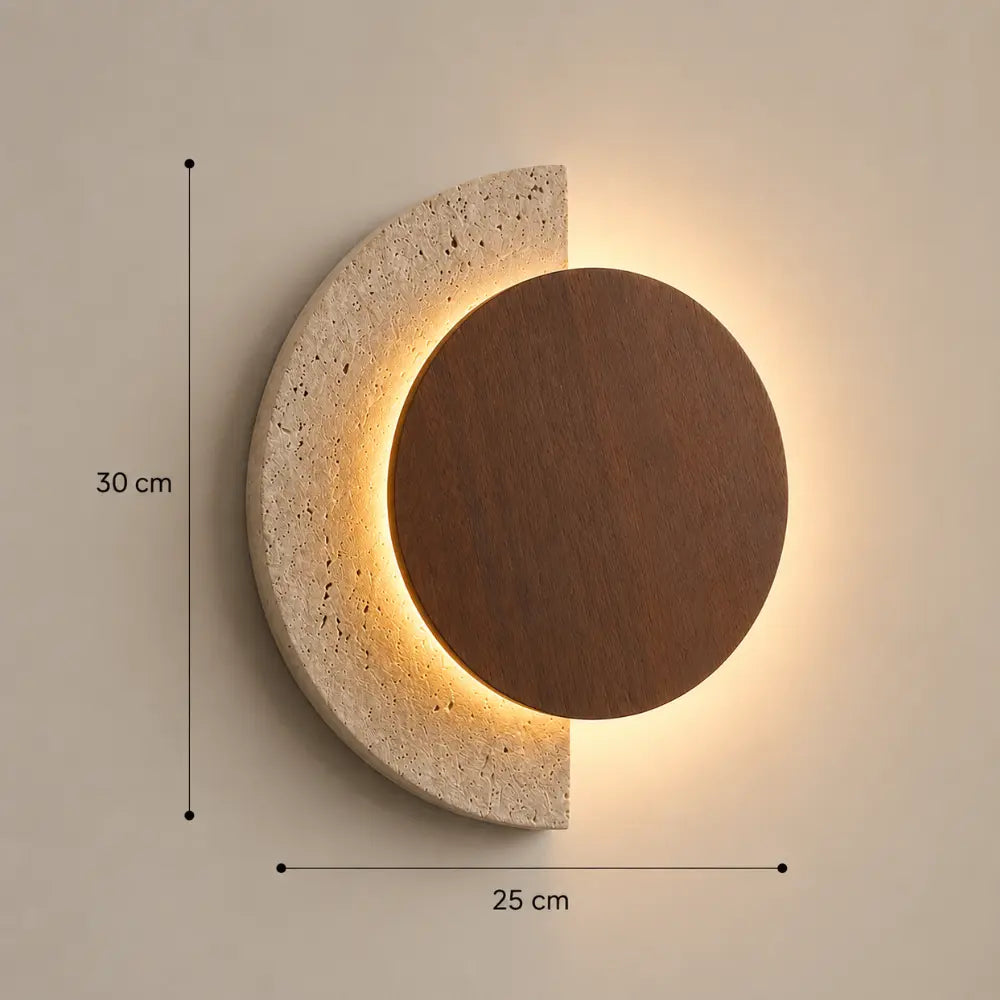 Applique murale travertin & bois LED | Halla