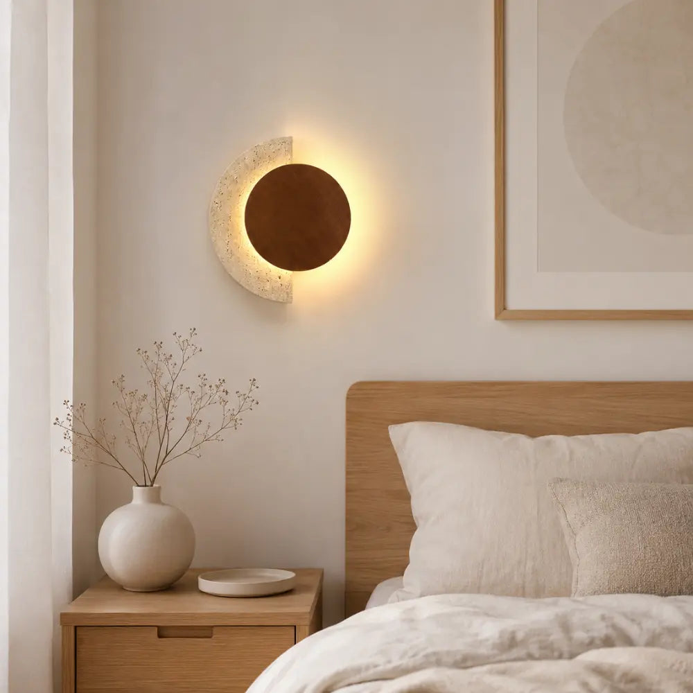 Applique murale travertin & bois LED | Halla