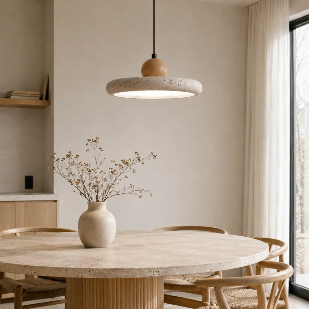 Suspension travertin & bois scandinave | Lyng