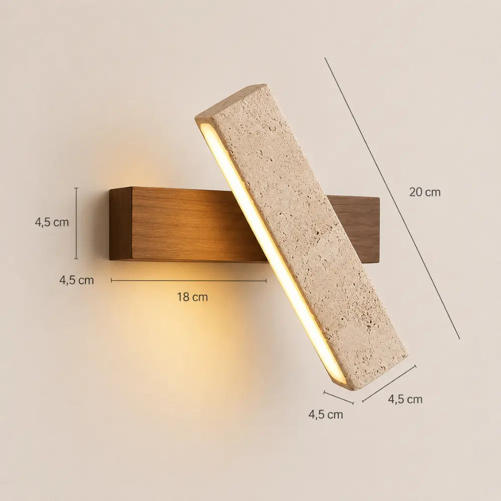 Applique murale travertin & bois | Solveig
