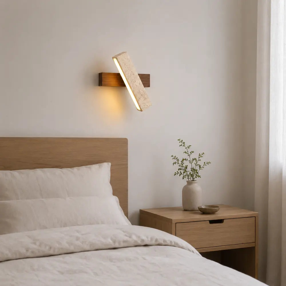Applique murale travertin & bois | Solveig