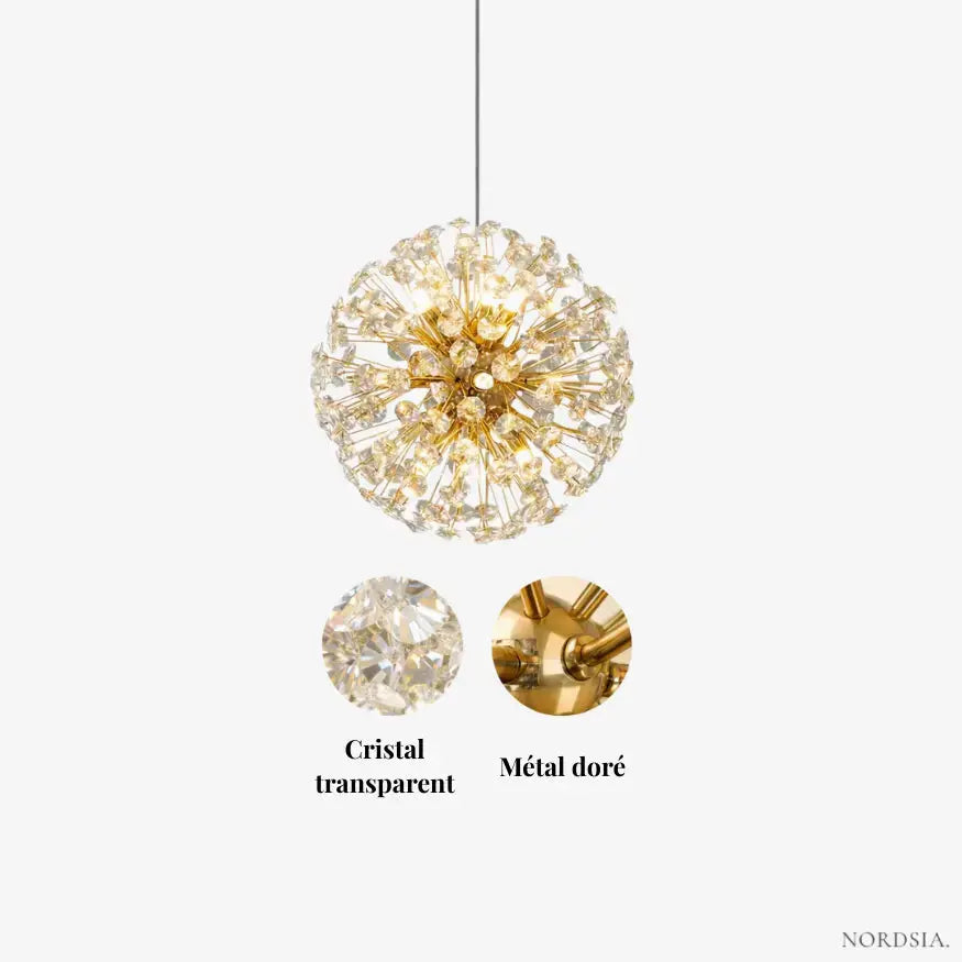 Suspension cristal & métal doré | Signe