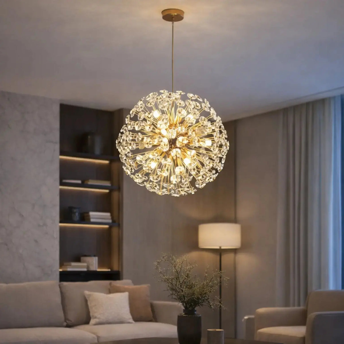 Suspension cristal & métal doré | Signe