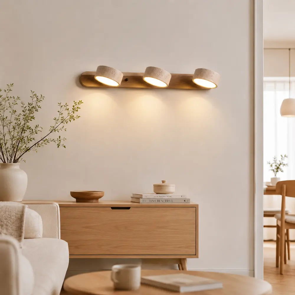 Applique murale travertin & bois | Triva
