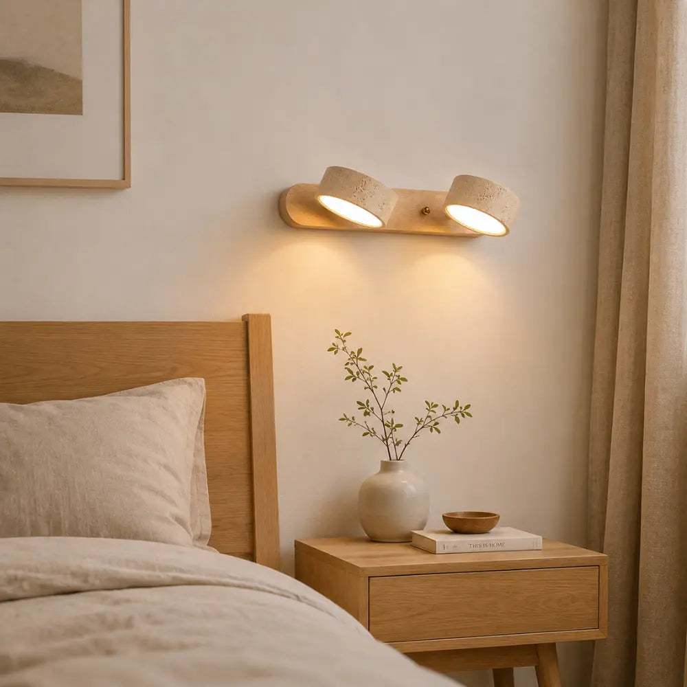 Applique murale travertin & bois | Triva