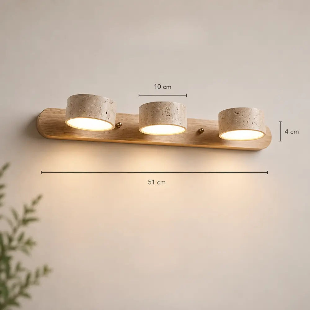 Applique murale travertin & bois | Triva