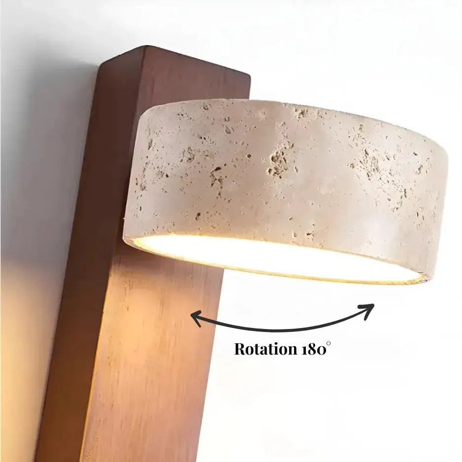Applique murale bois & travertin | Solberg