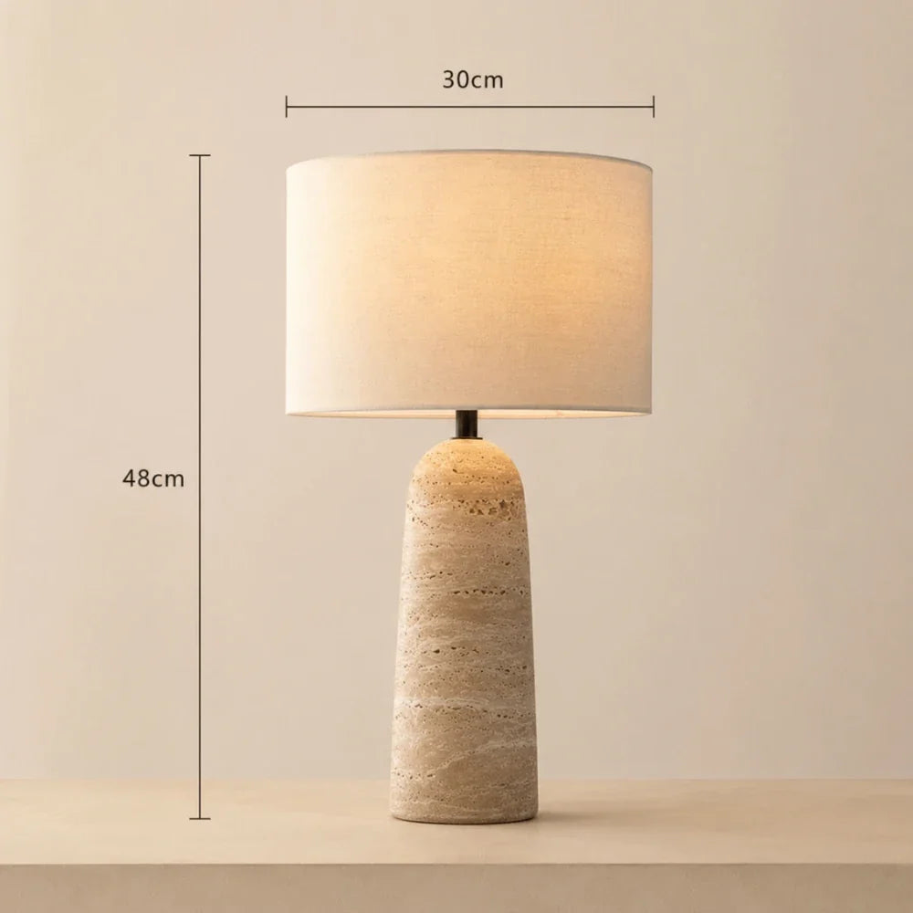 Lampe à poser travertin & tissu | Freja