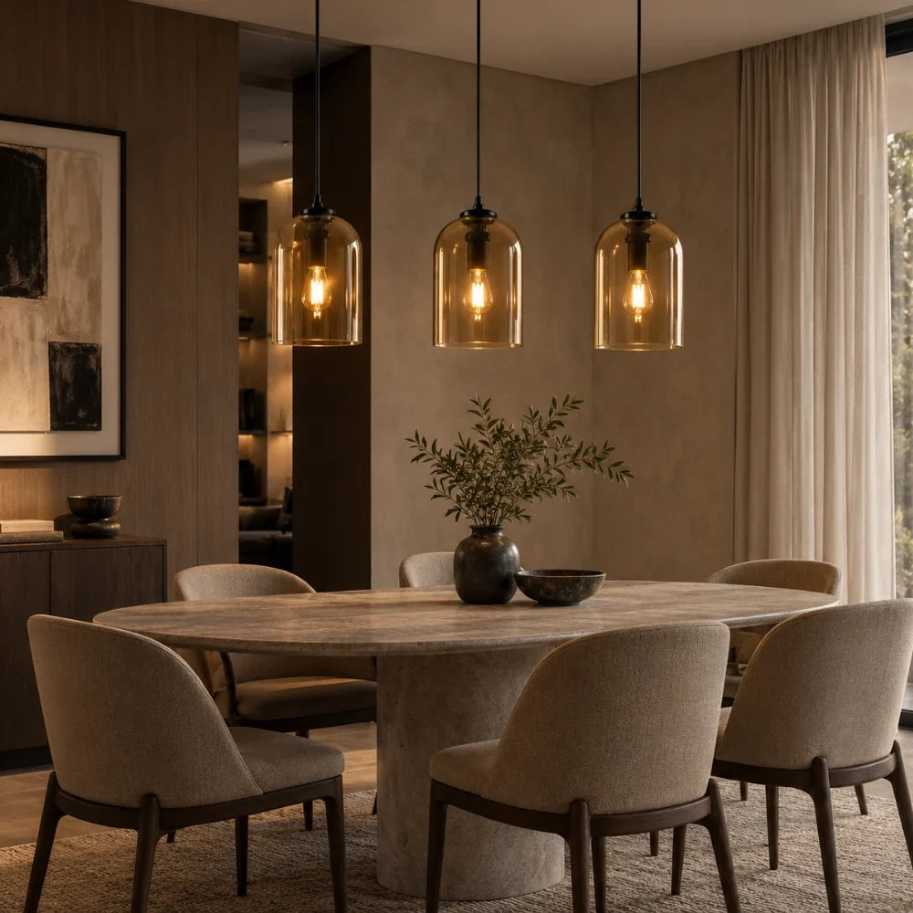 Suspension en verre fumé design | Ilma