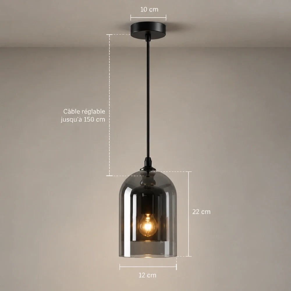 Suspension en verre fumé design | Ilma