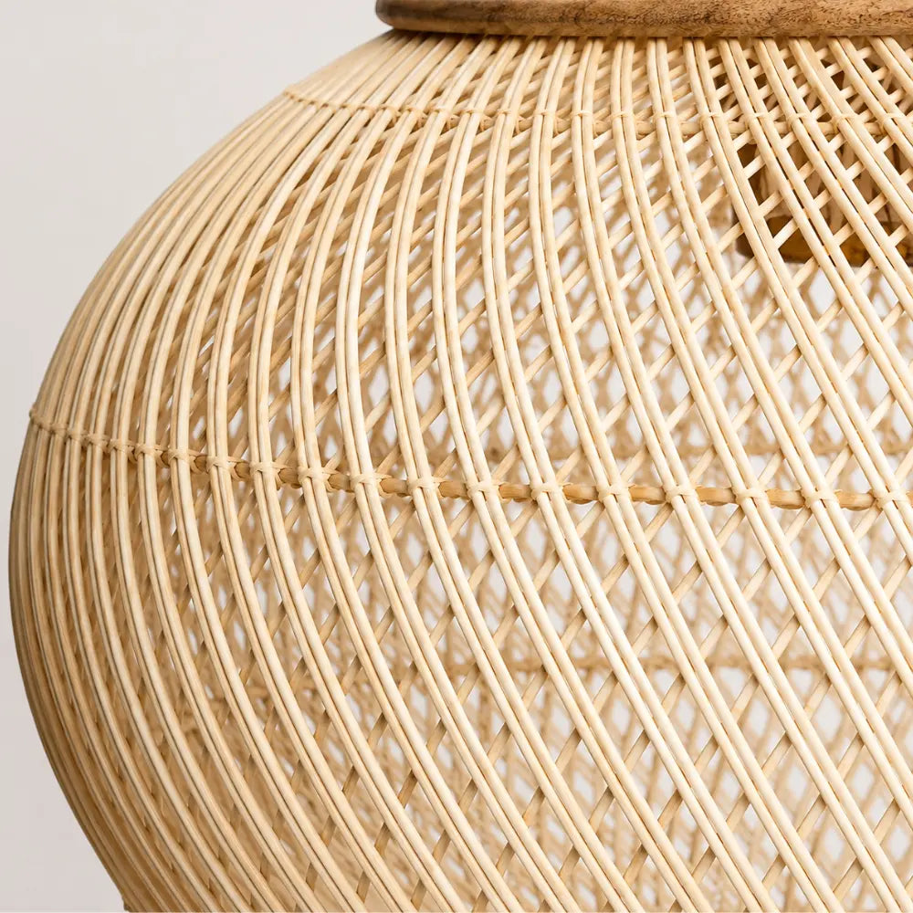 Suspension rotin & bois naturel | Kaia