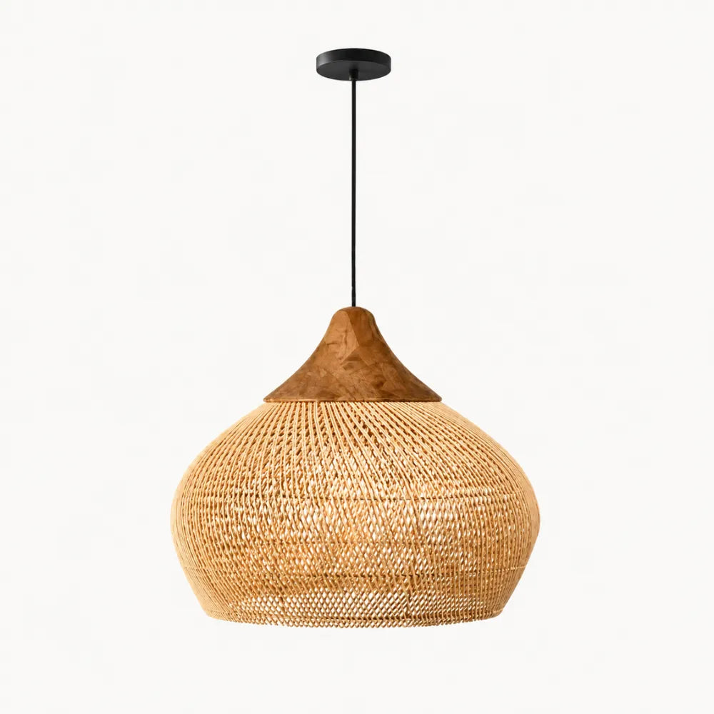 Suspension rotin & bois naturel | Kaia