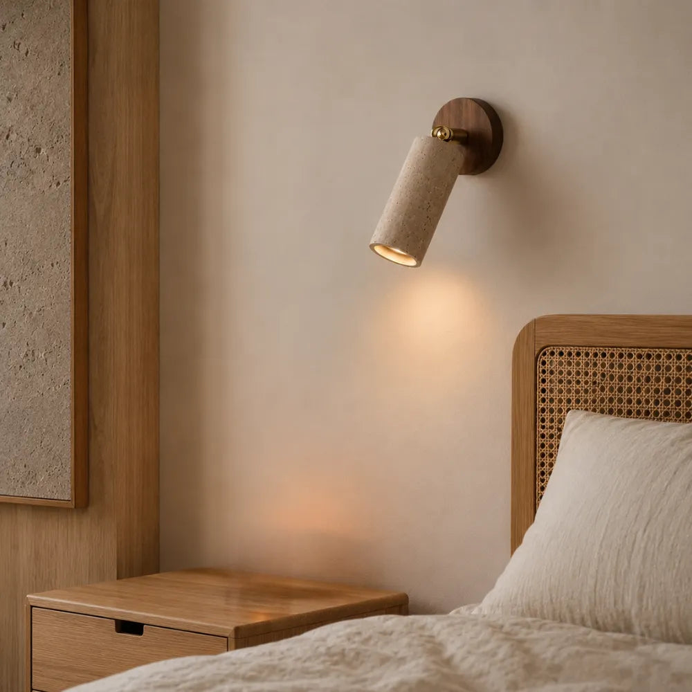 Applique murale design en travertin & bois | Kiva