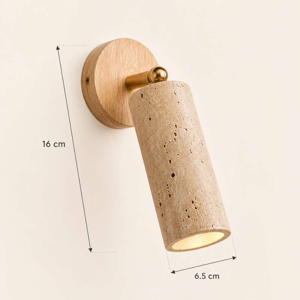 Applique murale design en travertin & bois | Kiva