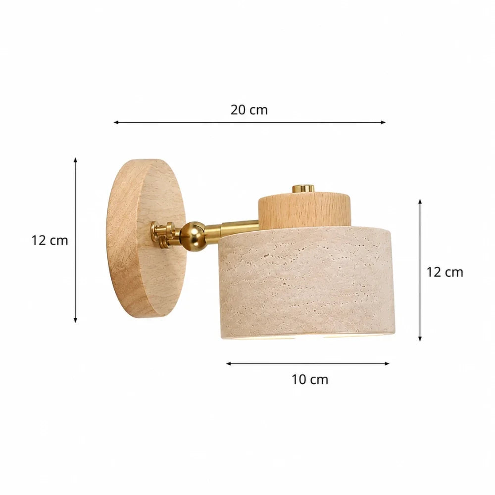 Applique murale travertin & bois | Kiven