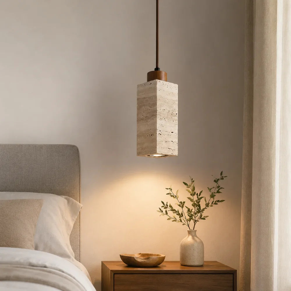 Suspension travertin & bois scandinave | Koben