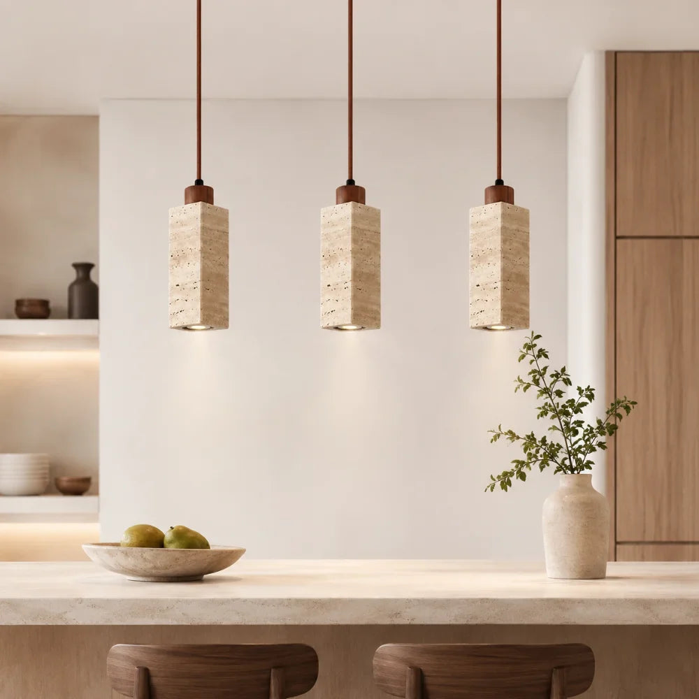 Suspension travertin & bois scandinave | Koben