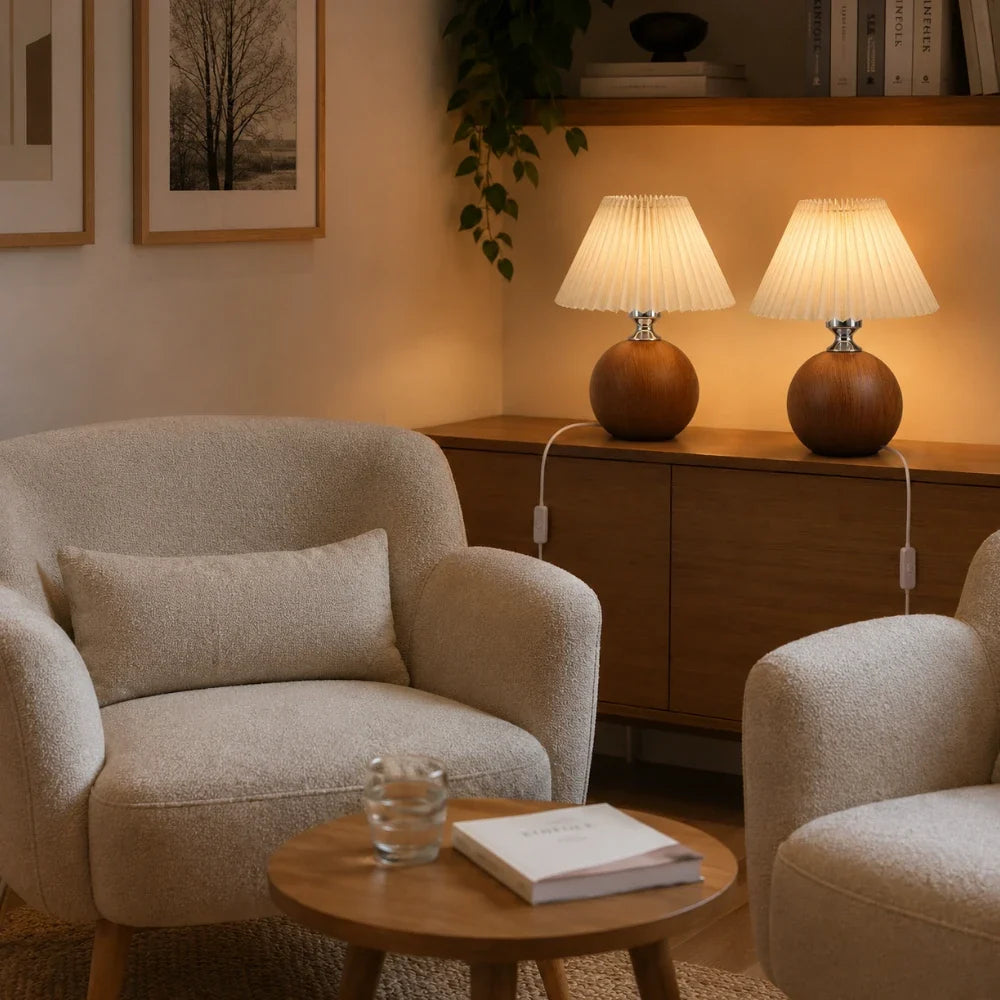Lampe à poser bois & tissu  | Aeris