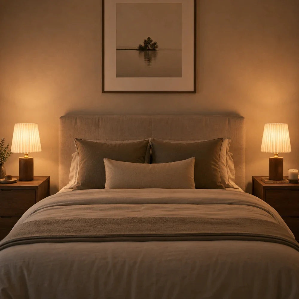 Lampe à poser bois & tissu plissé | Lior