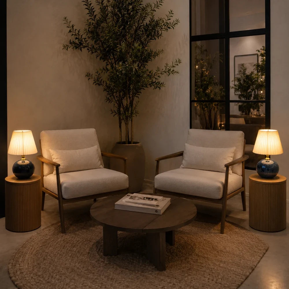 Lampe à poser céramique & tissu | Norvyn