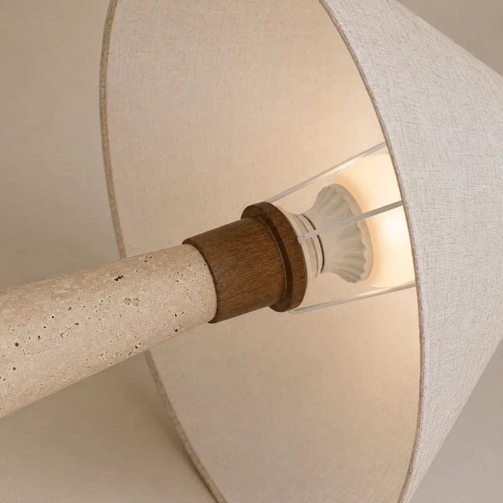 Lampe à poser travertin & tissu | Sila